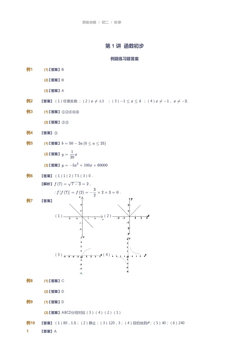 《课本+自我巩固+课堂落实（答案）_《爱学习》小学初中奥数资料_7人教初中思维突破_初二高思爱学习数学课件思维突破_初二高思数学pdf_初二数学思维突破_秋数学8阶思维突破》第1页预览