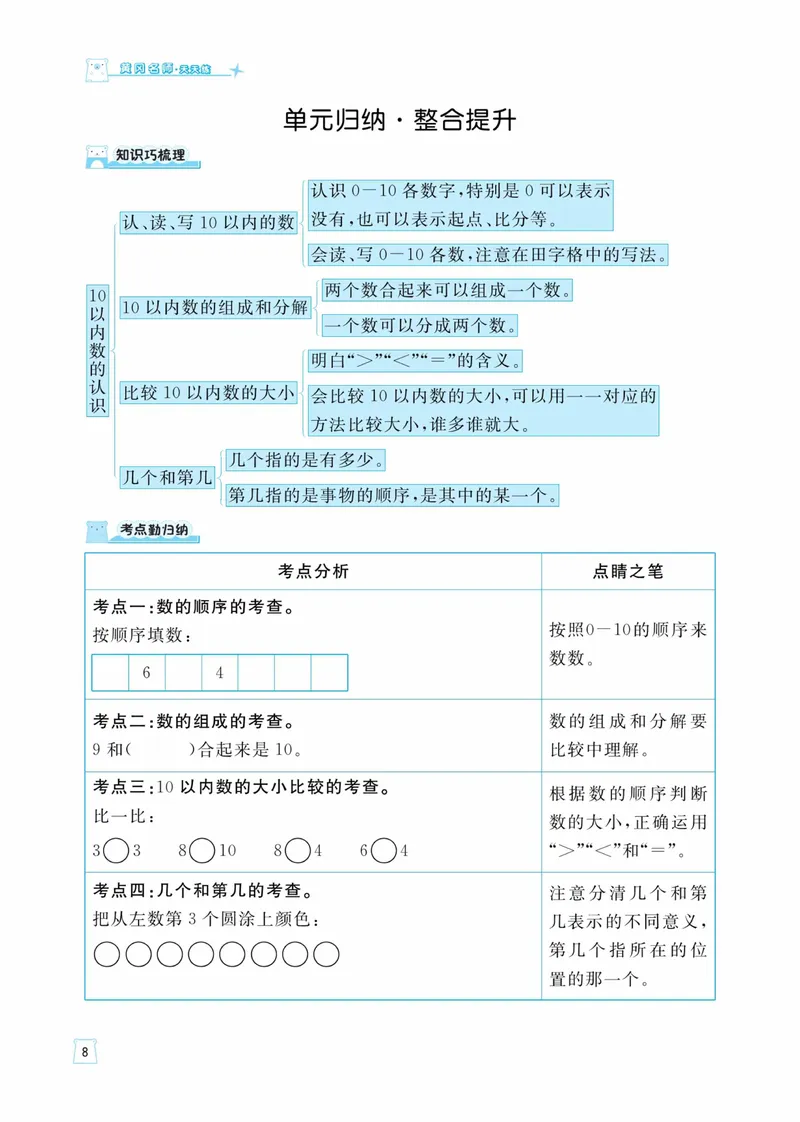 《一（上）数学青岛54版课时训练-黄冈名师天天练_1年级上册同步教辅_1上-数学_一上数学-青岛54版试卷》第9页预览