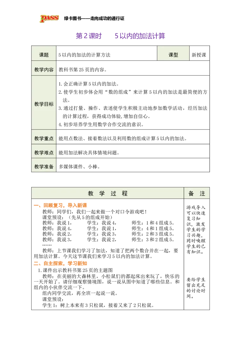 《第2课时5以内的加法计算_26秋小学初中各机构教辅大合集（一本、教材帮、阳光同学、王朝霞、实验班、小典中点、上分卷、白欧、课堂笔记等等）_26秋小学教辅资料_1526秋课件教案》第1页预览