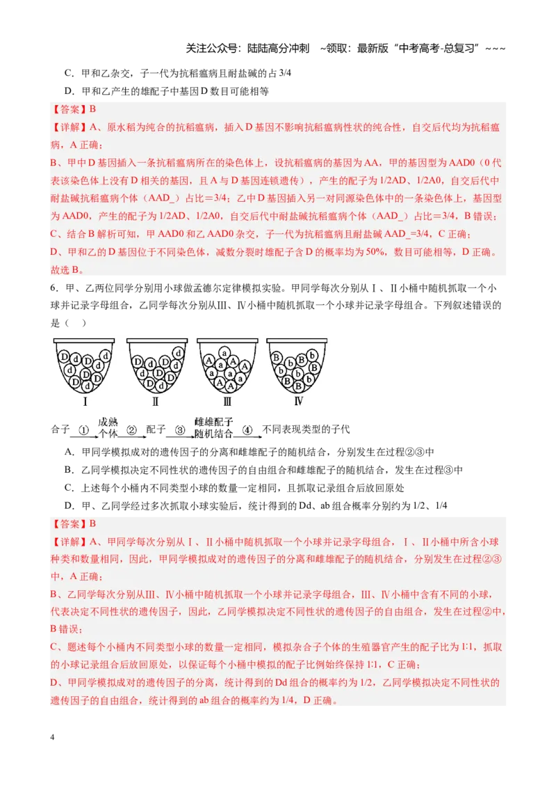 《第15讲自由组合定律（专项训练）（黑吉辽蒙专用）（教师版）_06-生物-高考总复习_一轮复习_2026年-生物高考一轮复习_2026年高考生物一轮课件+讲义+练习（黑吉辽蒙专用）-G330》第4页预览