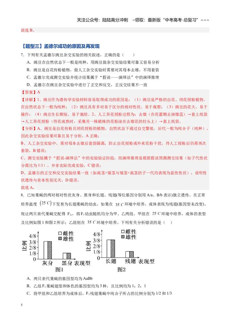 《第15讲自由组合定律（专项训练）（黑吉辽蒙专用）（教师版）_06-生物-高考总复习_一轮复习_2026年-生物高考一轮复习_2026年高考生物一轮课件+讲义+练习（黑吉辽蒙专用）-G330》第5页预览