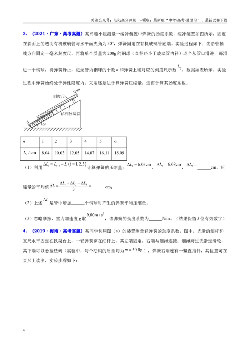 《方法04含弹簧弹力实验不同的装置对比及图像数据的处理方法（原卷版）_04-物理-高考总复习_专项复习_2024年_2024年高考物理实验攻略创新方法大全例题讲解全国通用》第4页预览