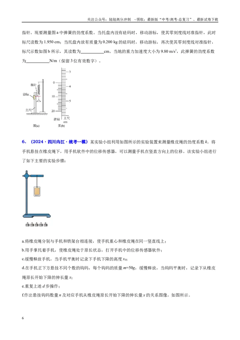 《方法04含弹簧弹力实验不同的装置对比及图像数据的处理方法（原卷版）_04-物理-高考总复习_专项复习_2024年_2024年高考物理实验攻略创新方法大全例题讲解全国通用》第6页预览