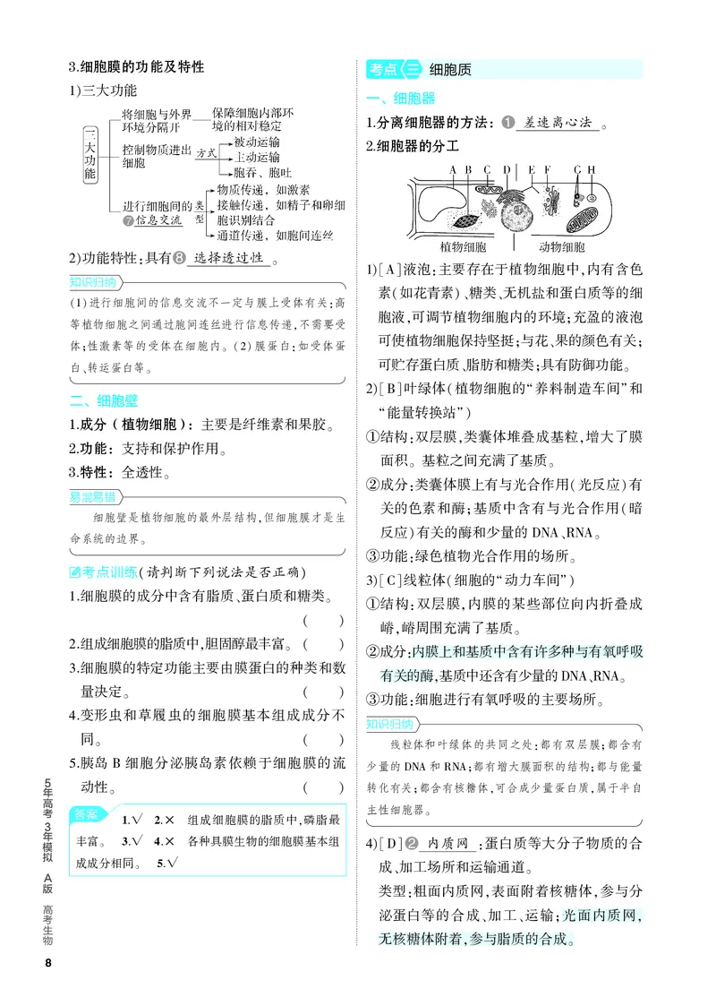 《1_02-专题二　细胞的结构与功能（教参电子书—知识讲解）_2024版教学资源包_2024版.新高考版生物.5·3A版_2_专题二细胞的结构与功能_4_PDF教参电子书》第3页预览