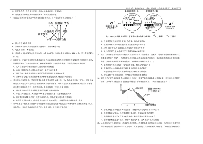 《生物（广西卷）（考试版A3）_06-生物-高考总复习_二轮复习_2025年_2025年高考生物第二次模拟卷26套_生物（广西卷）》第2页预览