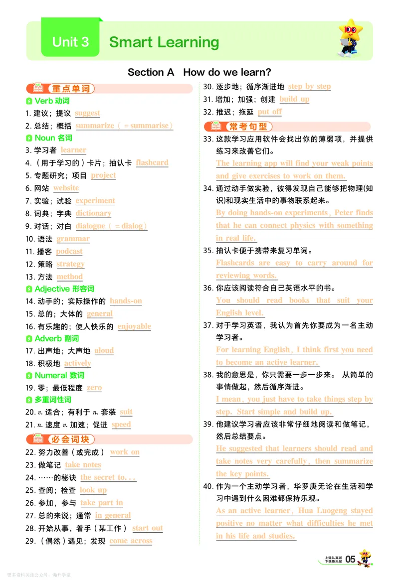 《默写本教用_2027版初中《天星教育一遍过》9年级上册(英语)(人教版)》第5页预览