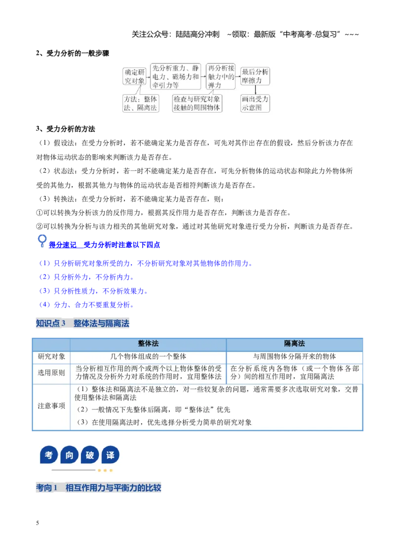 《第07讲牛顿第三定律共点力的平衡（复习讲义）（黑吉辽蒙专用）（教师版）_04-物理-高考总复习_一轮复习_2026年-物理高考一轮复习》第5页预览