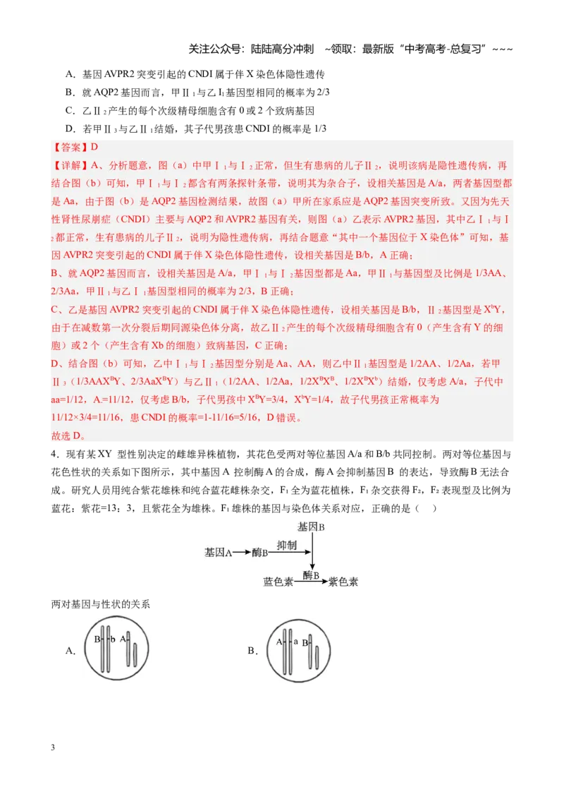 《第18讲遗传综合实验分析（专项训练）（四川专用）（教师版）_06-生物-高考总复习_一轮复习_2026年-生物高考一轮复习_2026年高考生物一轮课件+讲义+练习（四川专用）-G335》第3页预览