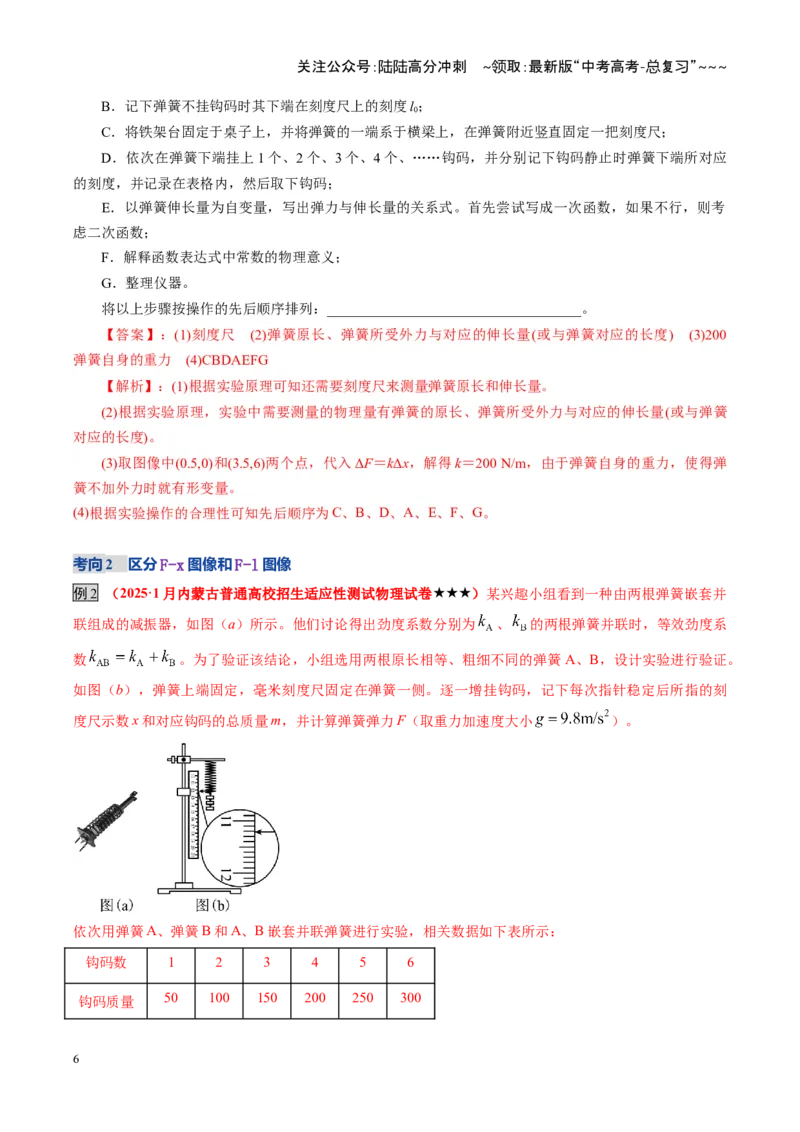 《第08讲实验：探究弹簧弹力与形变量的关系、实验：探究两个互成角度的力的合成规律（复习讲义）（湖南专用）（教师版）_04-物理-高考总复习_一轮复习_2026年-物理高考一轮复习》第6页预览