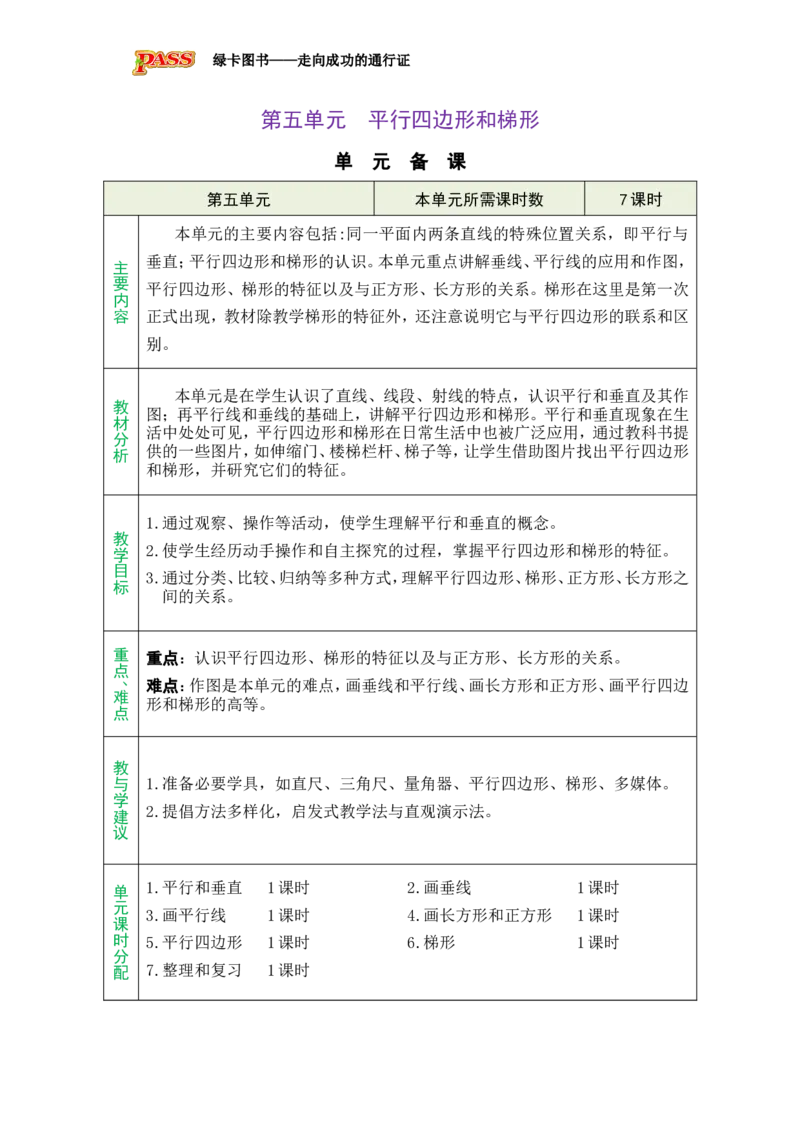 《第五单元平行四边形和梯形_26秋小学初中各机构教辅大合集(一本、教材帮、阳光同学、王朝霞、实验班、小典中点、上分卷、白欧、课堂笔记等等)_26秋小学教辅资料_小学数学》第1页预览