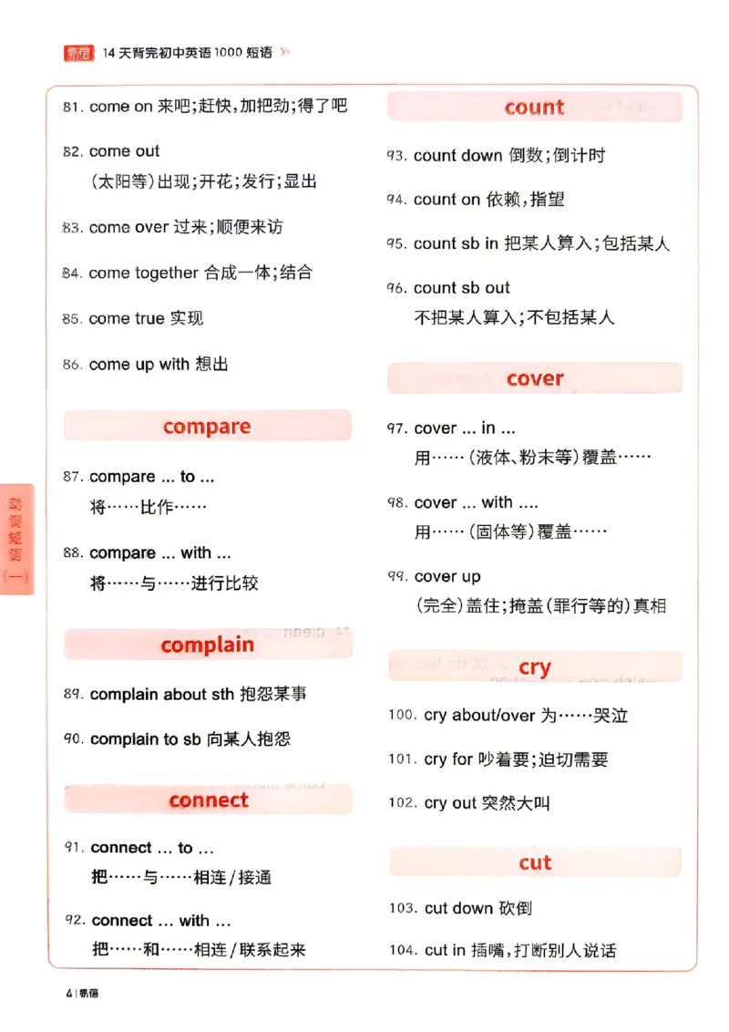 《易蓓14天背完初中英语1000短语_26秋小学初中各机构教辅大合集（一本、教材帮、阳光同学、王朝霞、实验班、小典中点、上分卷、白欧、课堂笔记等等）_26秋初中教辅资料_26秋《易蓓》系列》第10页预览