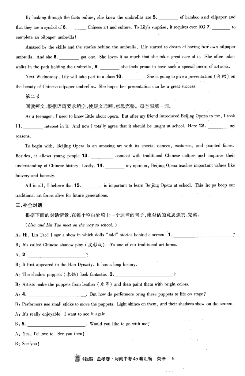 《中考话题_2027版中考《金考卷中考45套汇编》（英语）（河南版）》第5页预览
