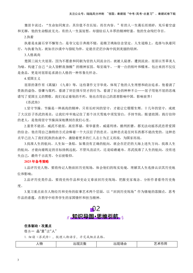 《第07讲选必《屈原列传》《苏武传》（讲义）（学生版）_一轮复习_2025年_2025年高考语文一轮复习讲义+练习+课件（新教材新高考）_文言文阅读》第3页预览