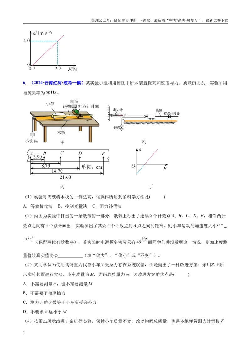 《方法05牛顿第二定律实验要点归纳与数据处理的方法（方法总结+练习巩固）原卷版_04-物理-高考总复习_专项复习_2024年_2024年高考物理实验攻略创新方法大全例题讲解全国通用》第7页预览