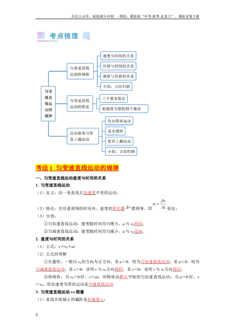 《考点02匀变速直线运动的研究（核心考点精讲精练）-备战2024年高考物理一轮复习考点帮（新高考专用）（解析版）_04-物理-高考总复习_一轮复习_2024年》第2页预览
