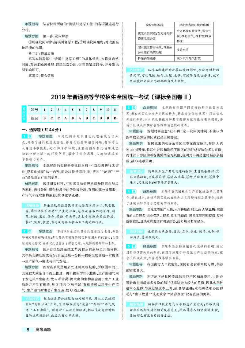《10_2019年真题卷答案_2026版教学资源包_202653高考总复习A版_江苏版_2026版.江苏版.选考总复习.地理.5·3A版_赠送：真题》第8页预览