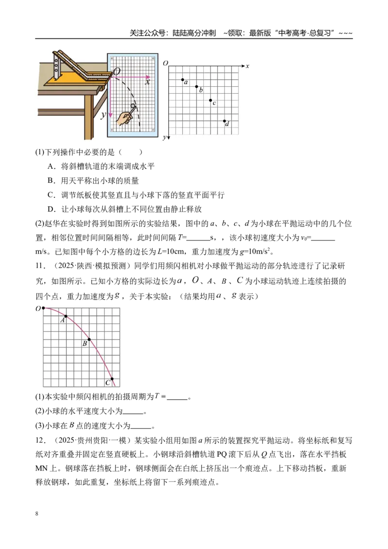 《第21讲实验5探究平抛运动的特点-（练习）（学生版）_04-物理-高考总复习_一轮复习_2026年-物理高考一轮复习_2026年高考物理一轮复习精讲精练-G367_资料》第8页预览