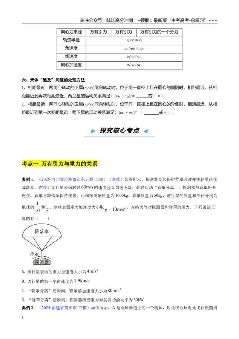 《第16讲万有引力与重力的关系及有中心天体的匀速圆周运动（高效培优讲义）（学生版）_04-物理-高考总复习_一轮复习_2026年-物理高考一轮复习_2026版》第5页预览