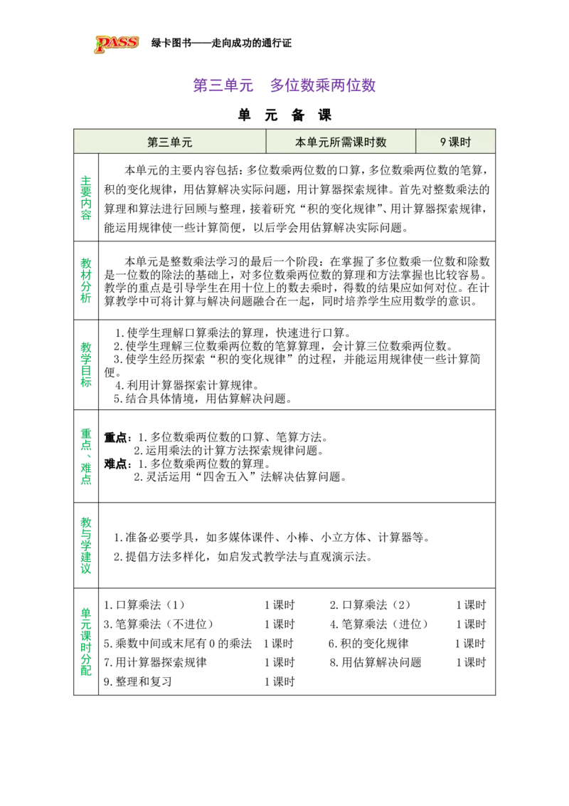 《第三单元多位数乘两位数_26秋小学初中各机构教辅大合集(一本、教材帮、阳光同学、王朝霞、实验班、小典中点、上分卷、白欧、课堂笔记等等)_26秋小学教辅资料_1526秋课件教案》第1页预览