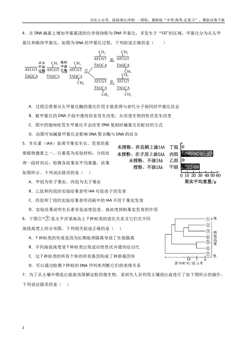 《生物（福建卷）（考试版）_06-生物-高考总复习_专项复习_2025年_2025年高考第一二三次模拟卷（多地区）生物_2025年高考生物第一次模拟卷24套》第2页预览
