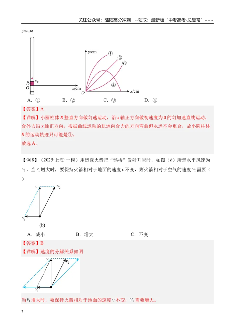 《第19讲曲线运动运动的合成与分解-（讲义）（教师版）_04-物理-高考总复习_一轮复习_2026年-物理高考一轮复习_2026年高考物理一轮复习精讲精练-G367_资料》第7页预览
