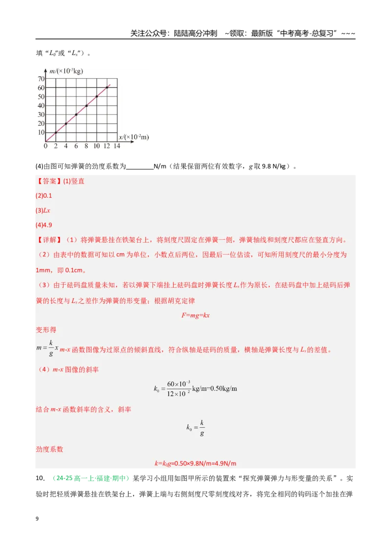 《第08讲实验：探究弹簧弹力与形变量的关系、实验：探究两个互成角度的力的合成规律（专项训练）（福建专用）（教师版）_04-物理-高考总复习_一轮复习_2026年-物理高考一轮复习》第9页预览