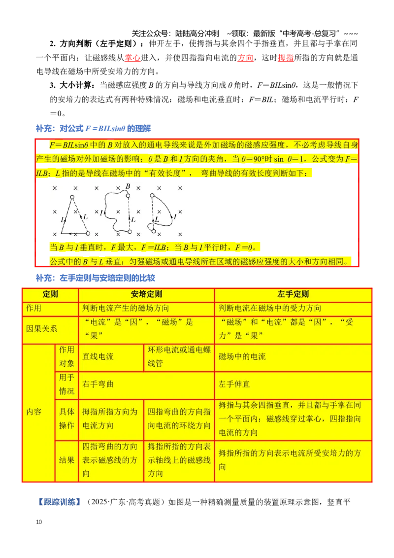 《专题12磁场（知识清单）（全国通用）（学生版）_04-物理-高考总复习_一轮复习_2026年-物理高考一轮复习_2026年高考物理一轮复习知识清单（全国通用）-G56_2026版》第10页预览