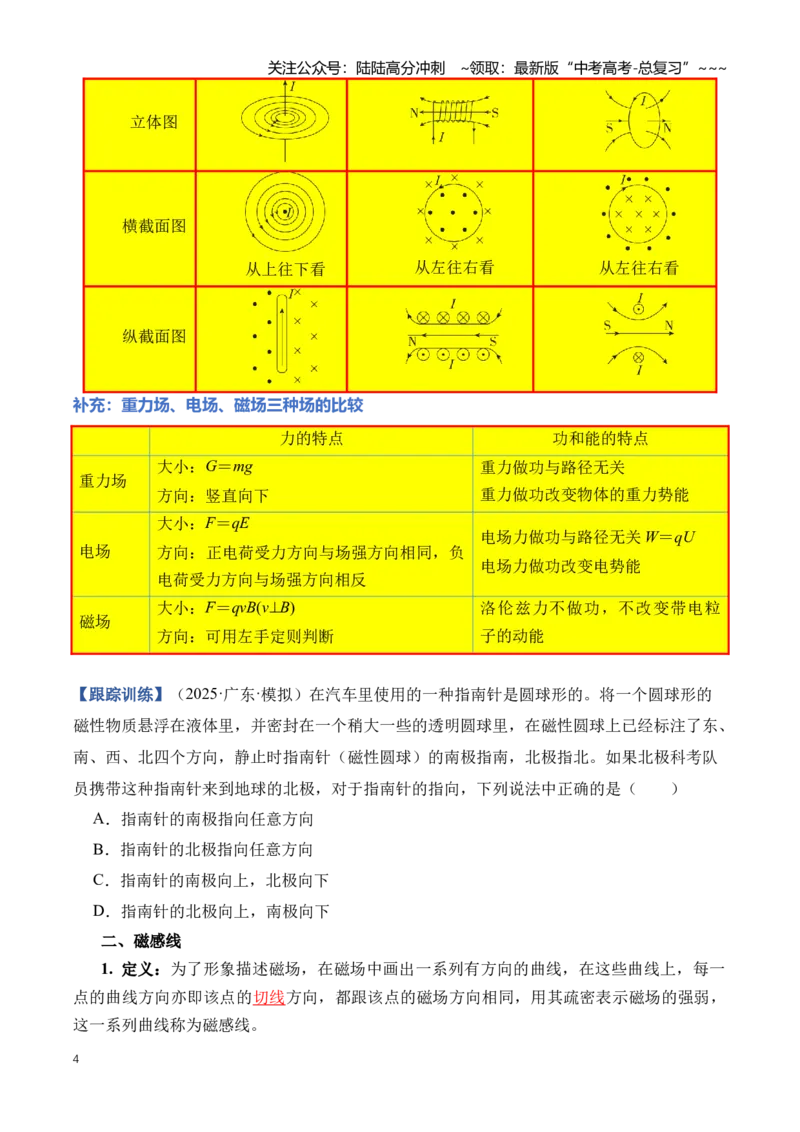 《专题12磁场（知识清单）（全国通用）（学生版）_04-物理-高考总复习_一轮复习_2026年-物理高考一轮复习_2026年高考物理一轮复习知识清单（全国通用）-G56_2026版》第4页预览