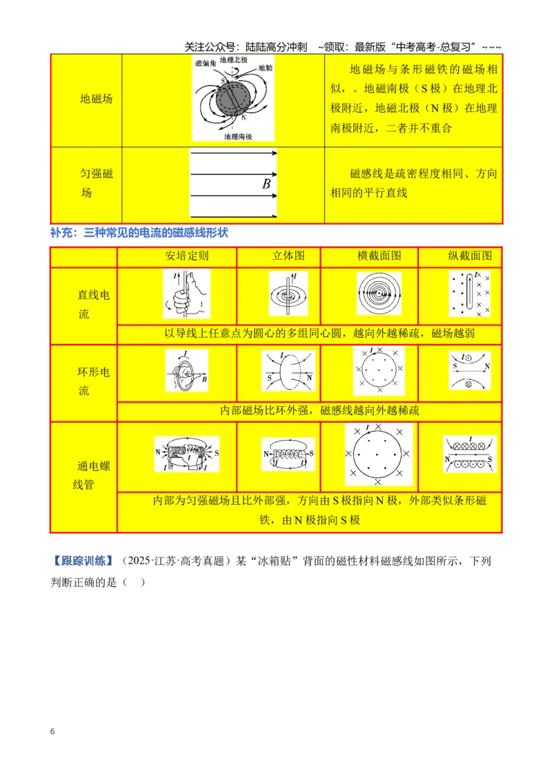 《专题12磁场（知识清单）（全国通用）（学生版）_04-物理-高考总复习_一轮复习_2026年-物理高考一轮复习_2026年高考物理一轮复习知识清单（全国通用）-G56_2026版》第6页预览