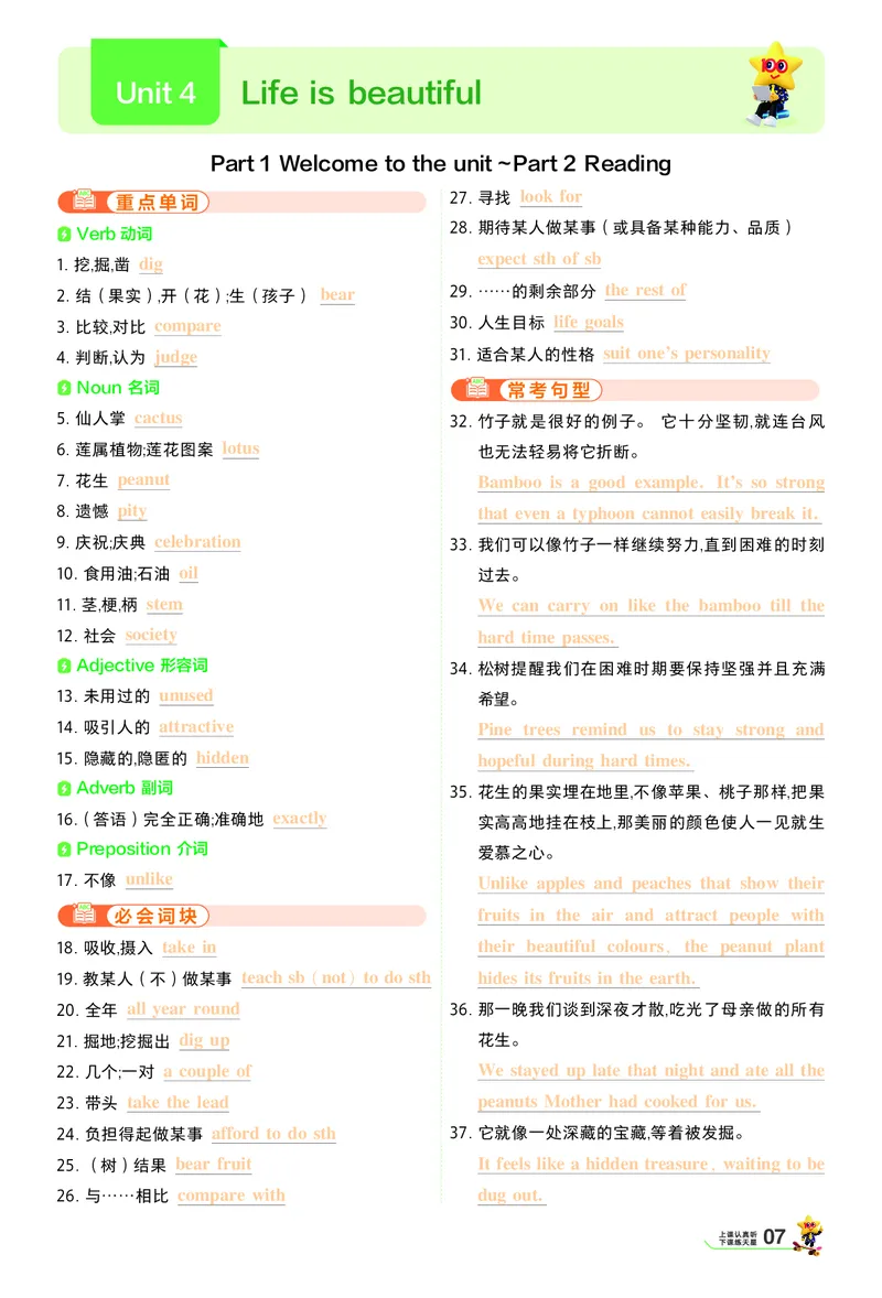 《默写本答案_2027版初中《天星一遍过》9年级上册（英语）（译林牛津版）》第7页预览