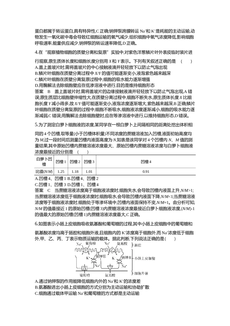 《1_03-专题三细胞的物质输入和输出_2024版教学资源包_2024版.新高考版生物.5·3A版_3_专题三细胞的物质输入和输出_6_专题检测》第7页预览