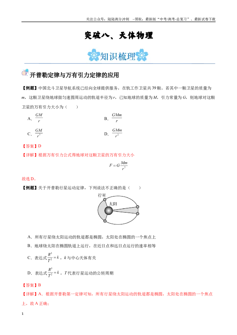 《突破八、天体物理（解析版）_04-物理-高考总复习_一轮复习_2024年_2024年高考物理一轮复习讲义知识点梳理重难点复习_资料》第1页预览