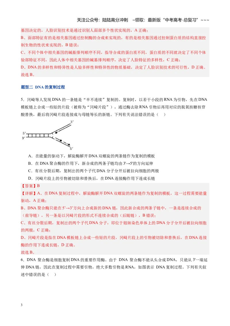 《第21讲DNA分子的结构、复制和基因的本质（专项训练）（福建专用）（教师版）_06-生物-高考总复习_一轮复习_2026年-生物高考一轮复习_2026年高考生物一轮课件+讲义+练习（福建专用）-G328》第3页预览