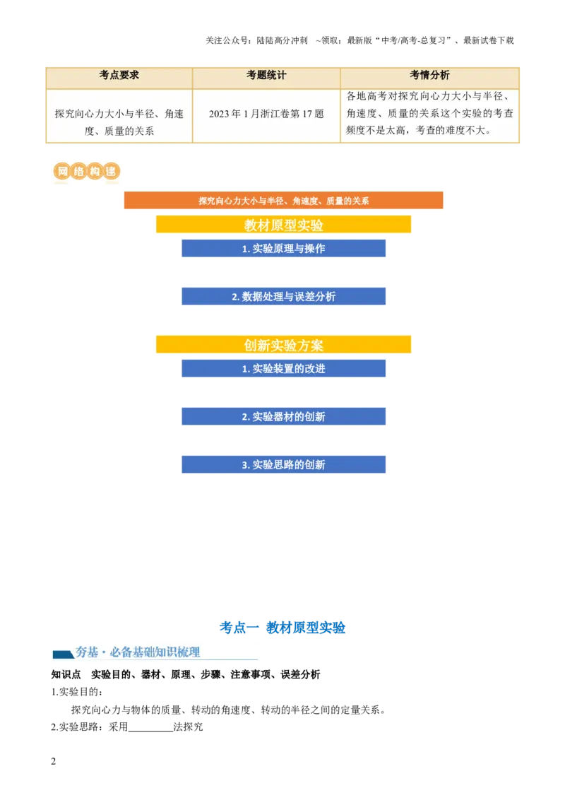 《第21讲探究向心力大小与半径、角速度、质量的关系（讲义）（原卷版）_04-物理-高考总复习_一轮复习_2024年_2024年高考物理一轮复习讲练测（讲义+练习+课件）（新高考）_讲义+练习》第2页预览