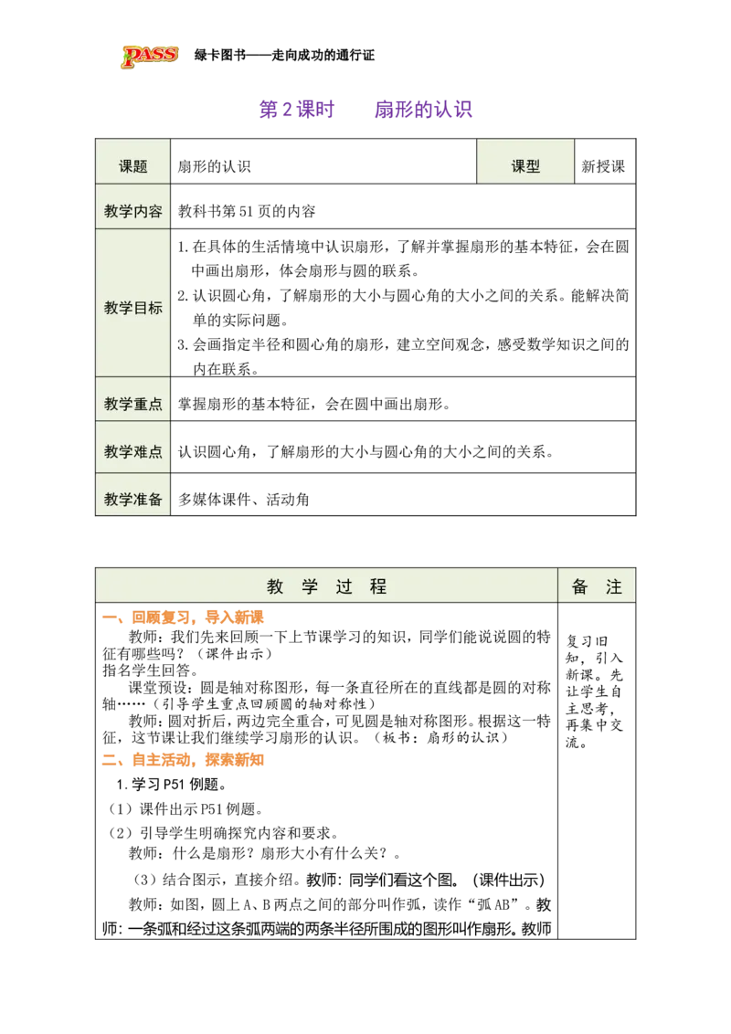 《第2课时扇形的认识_26秋小学初中各机构教辅大合集（一本、教材帮、阳光同学、王朝霞、实验班、小典中点、上分卷、白欧、课堂笔记等等）_26秋小学教辅资料_1526秋课件教案_四圆》第1页预览