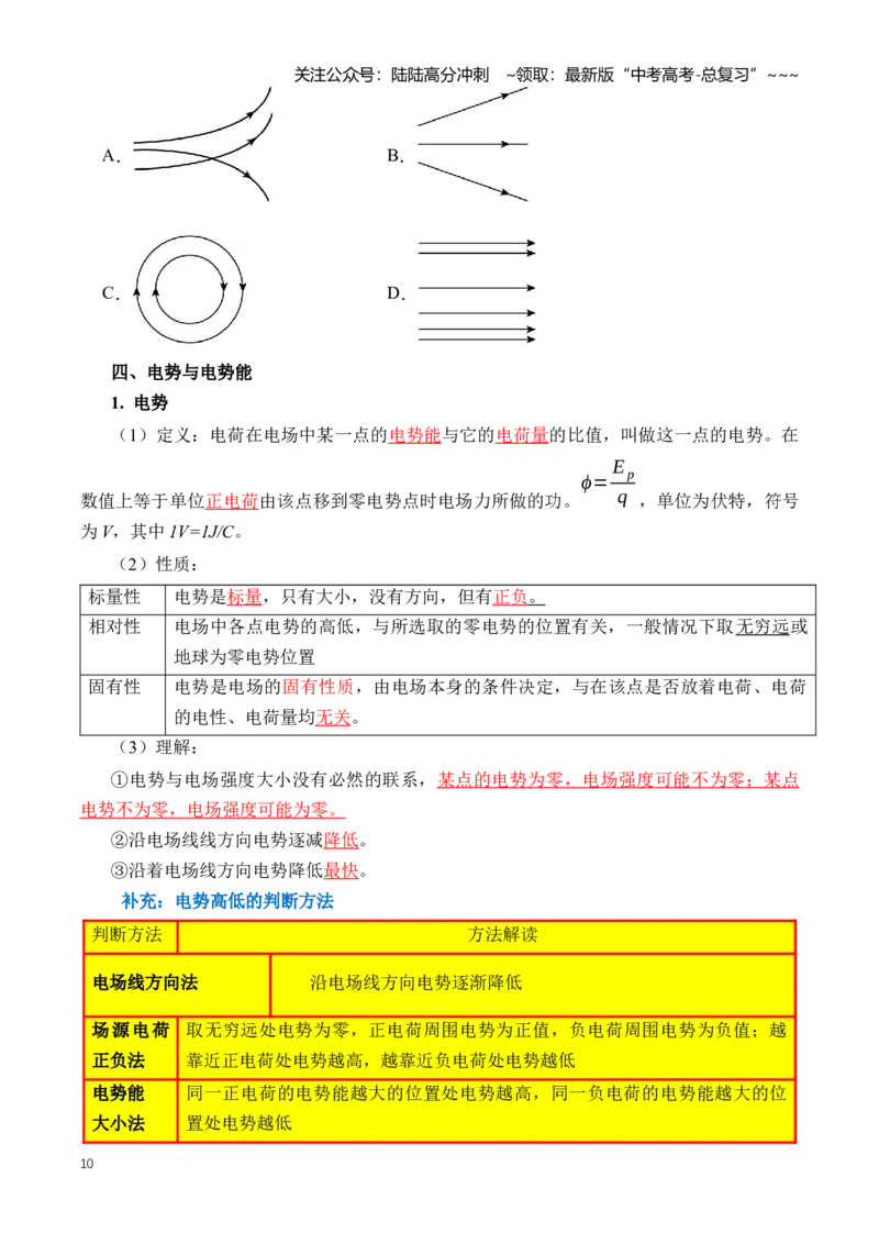 《专题10静电场（知识清单）（全国通用）（学生版）_04-物理-高考总复习_一轮复习_2026年-物理高考一轮复习_2026年高考物理一轮复习知识清单（全国通用）-G56_2026版》第10页预览