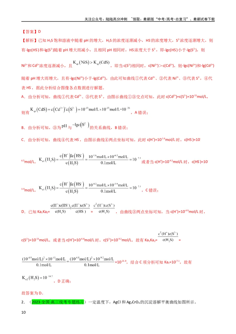 《升级版微专题39水溶液中平衡图像的拓展与探析-（解析版）(全国版)_05-化学-高考总复习_一轮复习_2024年_2024年高考化学一轮复习考点微专题_资料》第10页预览