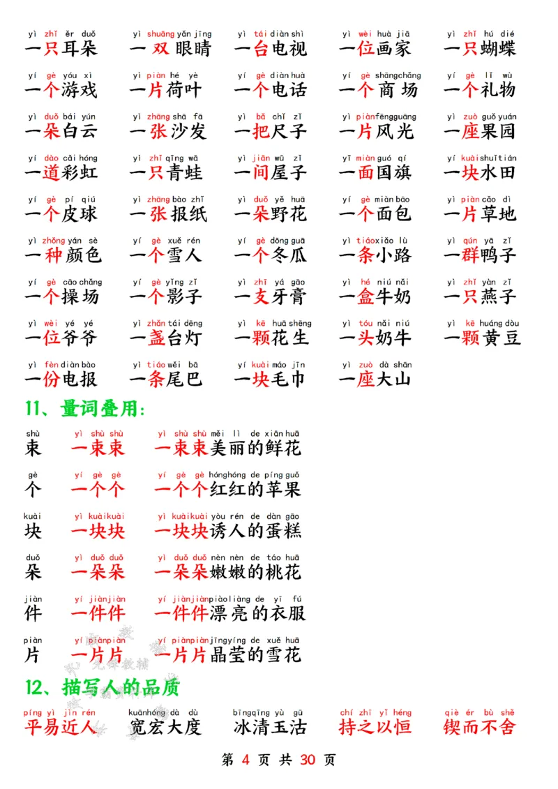 《一年级语文下册寒假预习晨读晚背四大项SY(1)_1年级下册同步教辅_1下-语文_一下语文-预习资料》第4页预览