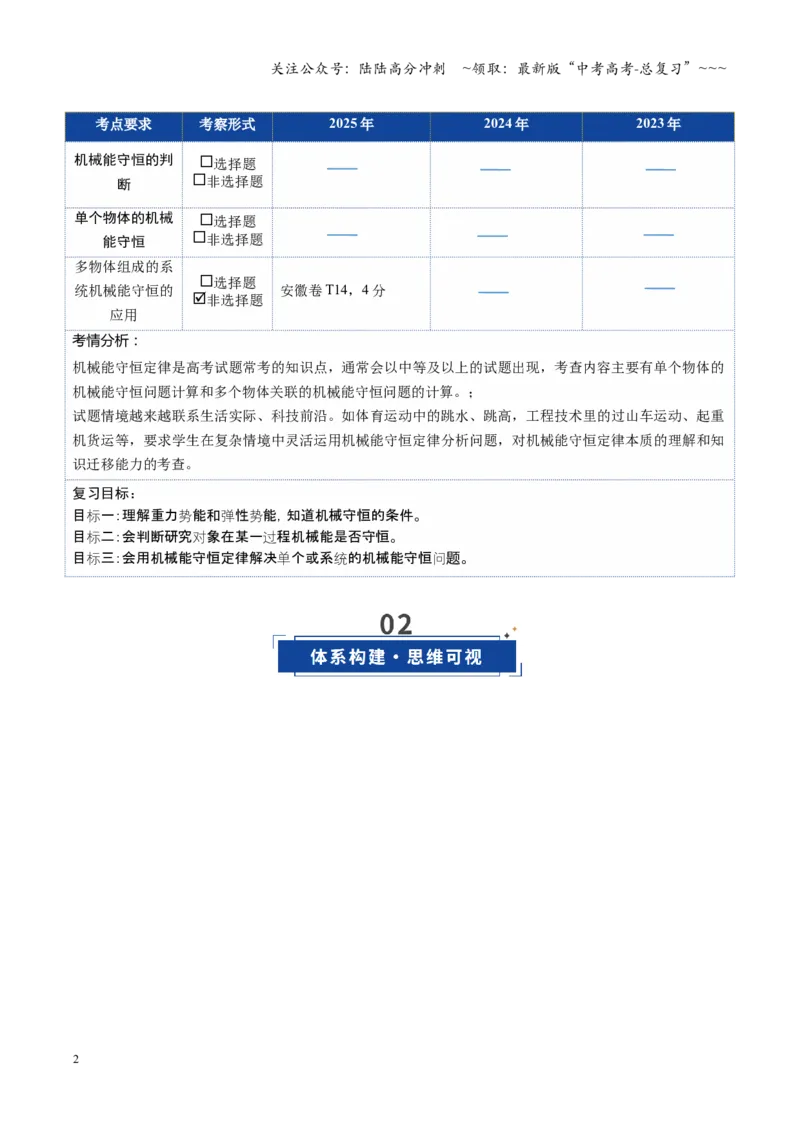 《第17讲机械能守恒定律及其应用（复习讲义）（安徽专用）（学生版）_04-物理-高考总复习_一轮复习_2026年-物理高考一轮复习_2026年高考物理一轮课件+讲义+练习（安徽专用）-G326》第2页预览