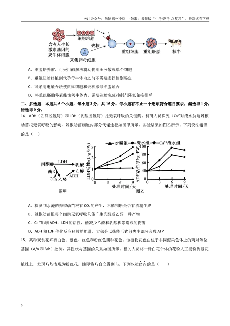 《生物（河北卷）（考试版）_06-生物-高考总复习_专项复习_2025年_2025年高考第一二三次模拟卷（多地区）生物_2025年高考生物第三次模拟考试21套_生物（河北卷）》第6页预览