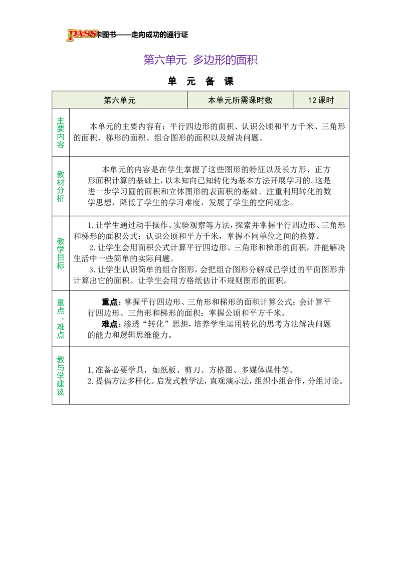 《单元备课_26秋小学初中各机构教辅大合集（一本、教材帮、阳光同学、王朝霞、实验班、小典中点、上分卷、白欧、课堂笔记等等）_26秋小学教辅资料_1526秋课件教案_小学数学_绿卡图书_219》第1页预览