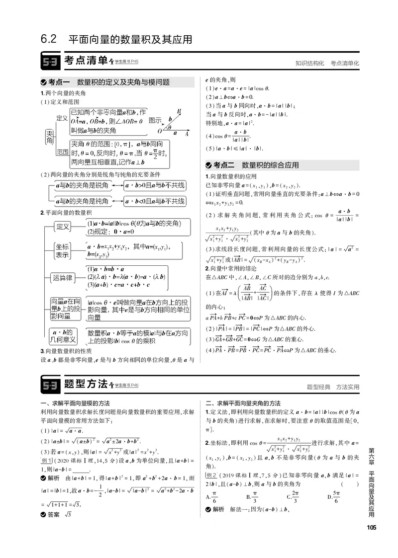 《1_6.2平面向量的数量积及其应用（PDF版）_2023版教学资源包_2023版新高考新教材版高考总复习数学5·3B版_6_第六章平面向量及其应用_2_62平面向量的数量积及其应用_1_专题电子书》第1页预览
