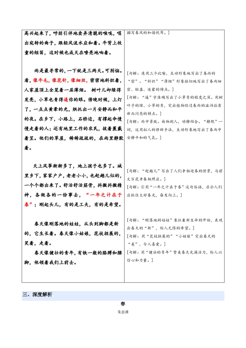 《统编2026年《暑假预习讲义》第06讲春（暑假预习讲义）（原卷版）_26秋初中教辅资料_26秋初中《暑假预习》_2026秋《暑假自学课》7上语文（人教版）》第4页预览