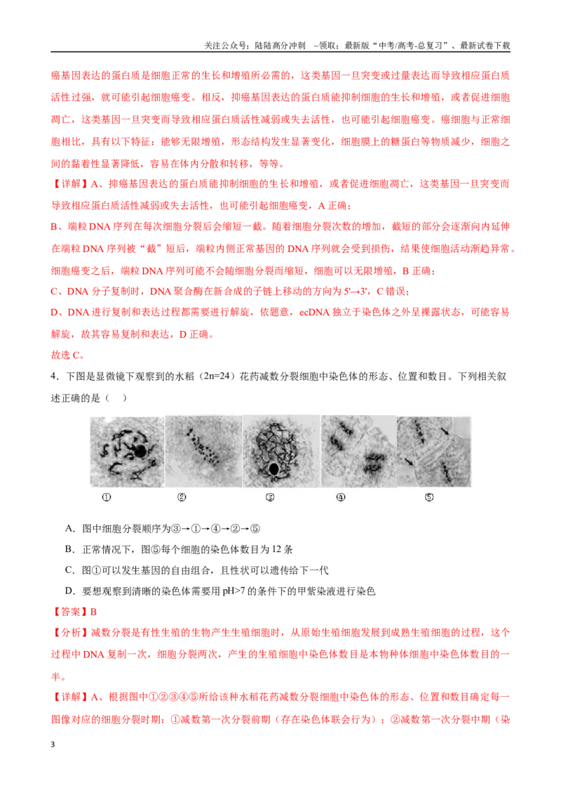 《生物（江苏卷01）（全解全析）_06-生物-高考总复习_专项复习_2025年_2025年高考第一二三次模拟卷（多地区）生物_2025年高考生物第二次模拟卷26套_生物（江苏卷01）》第3页预览