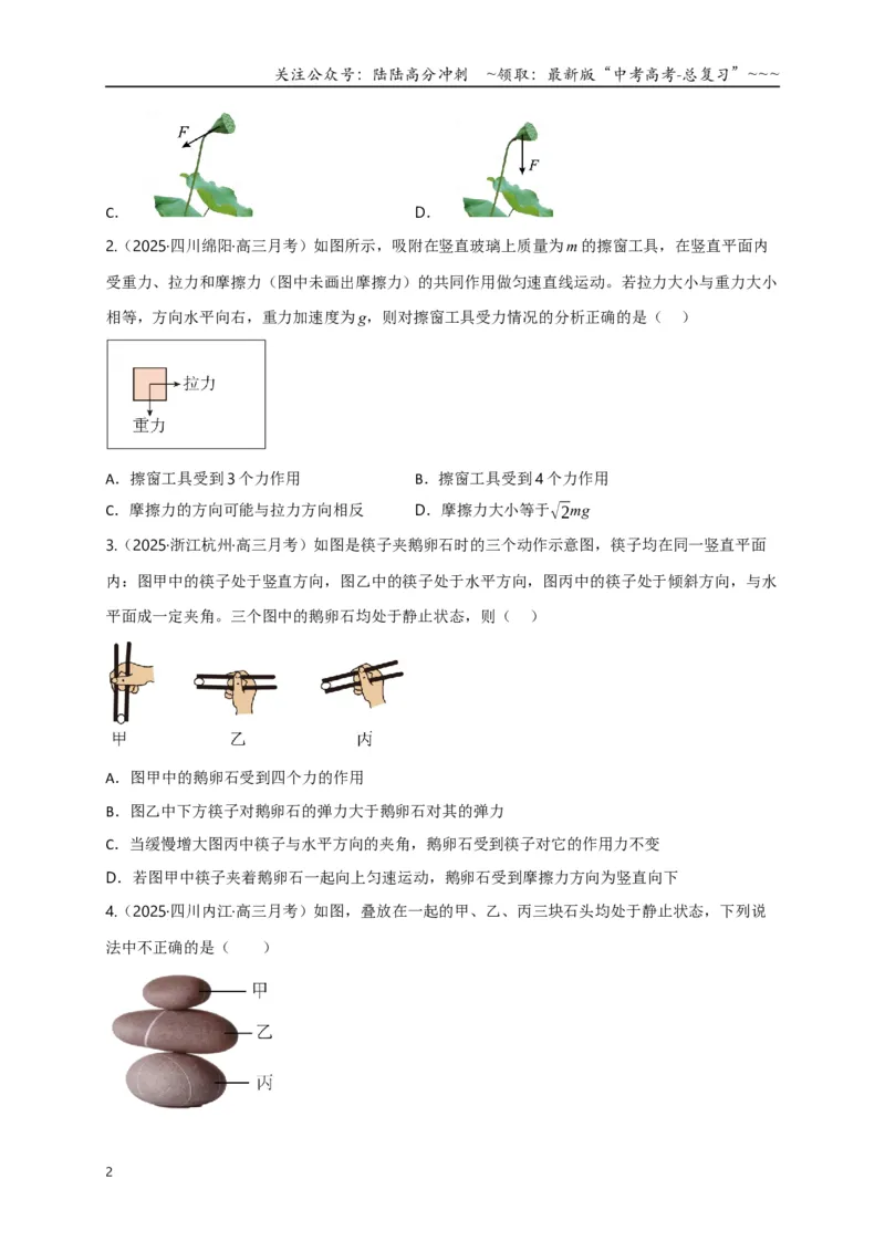 《第07讲共点力的平衡（专项训练）（四川专用）（学生版）_04-物理-高考总复习_一轮复习_2026年-物理高考一轮复习_2026年高考物理一轮课件+讲义+练习（四川专用）-G335》第2页预览