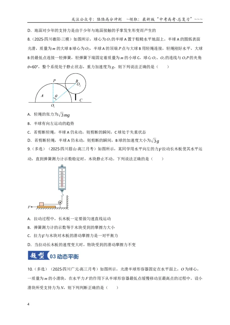《第07讲共点力的平衡（专项训练）（四川专用）（学生版）_04-物理-高考总复习_一轮复习_2026年-物理高考一轮复习_2026年高考物理一轮课件+讲义+练习（四川专用）-G335》第4页预览