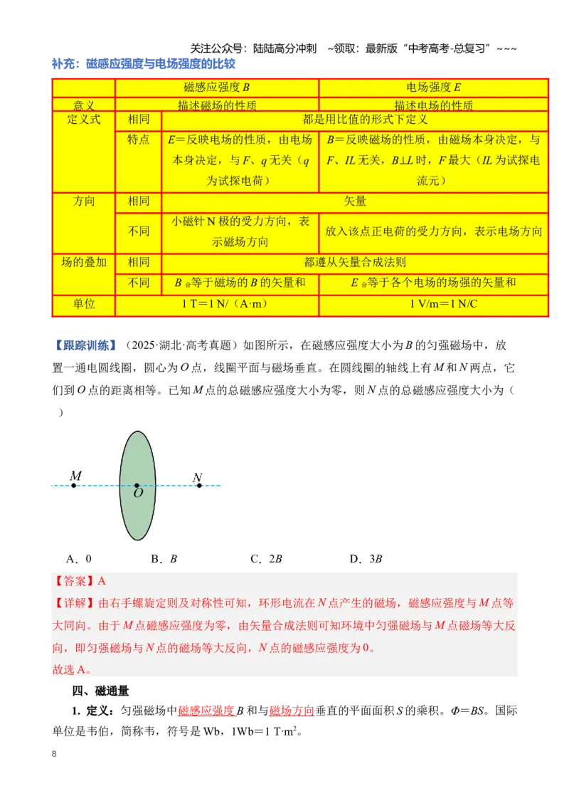《专题12磁场（知识清单）（全国通用）（教师版）_04-物理-高考总复习_一轮复习_2026年-物理高考一轮复习_2026年高考物理一轮复习讲义+练习+课件（新教材新高考）-G55_2026版_第十一章磁场》第8页预览