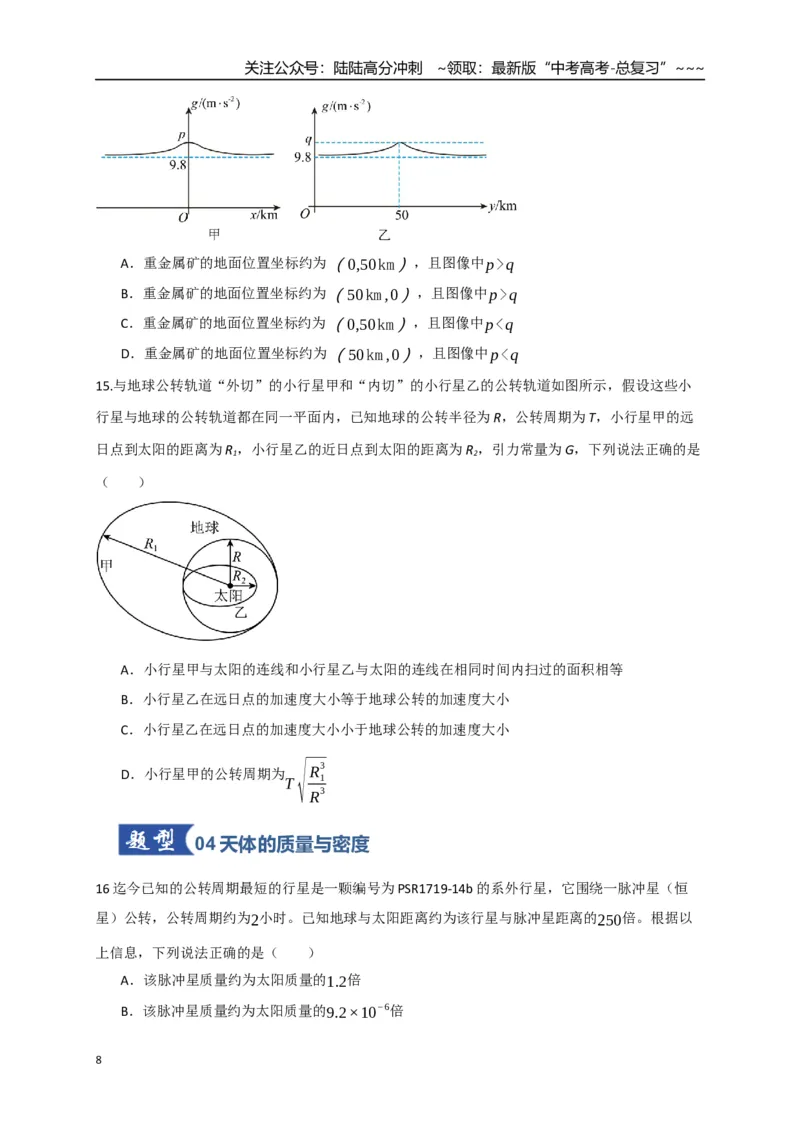 《第17讲万有引力定律及其应用（专项训练）（湖南专用）（学生版）_04-物理-高考总复习_一轮复习_2026年-物理高考一轮复习_2026年高考物理一轮课件+讲义+练习（湖南专用）-G331》第8页预览