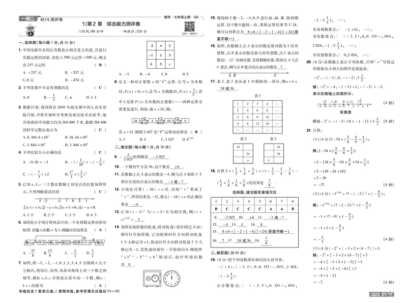 《苏科七上数学单元卷教用_26秋小学初中各机构教辅大合集（一本、教材帮、阳光同学、王朝霞、实验班、小典中点、上分卷、白欧、课堂笔记等等）_26秋初中教辅资料_26秋初中《一遍过》》第1页预览