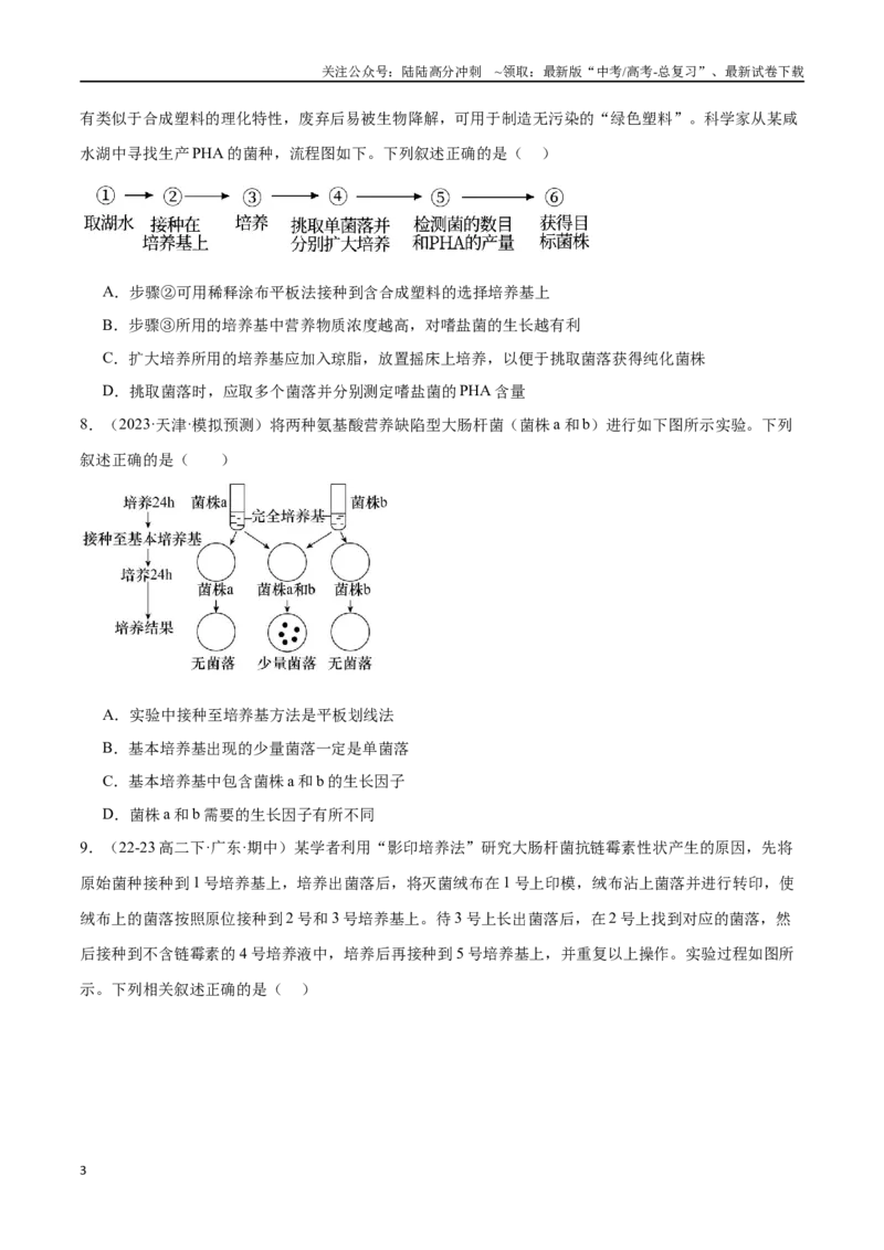 《专题12发酵工程（原卷版）_06-生物-高考总复习_专项复习_2024年_2024年高考生物重难压轴题型考前终极押题_资料》第3页预览